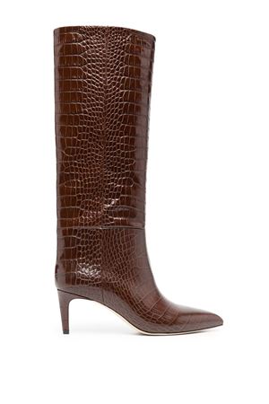 Brown leather croc-effect stiletto boots PARIS TEXAS | PX503XCOCOCIOCCOLATO